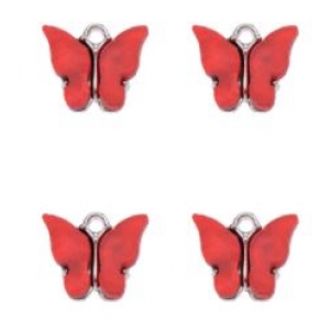 Bedel vlinder antiek zilver red, per stuk